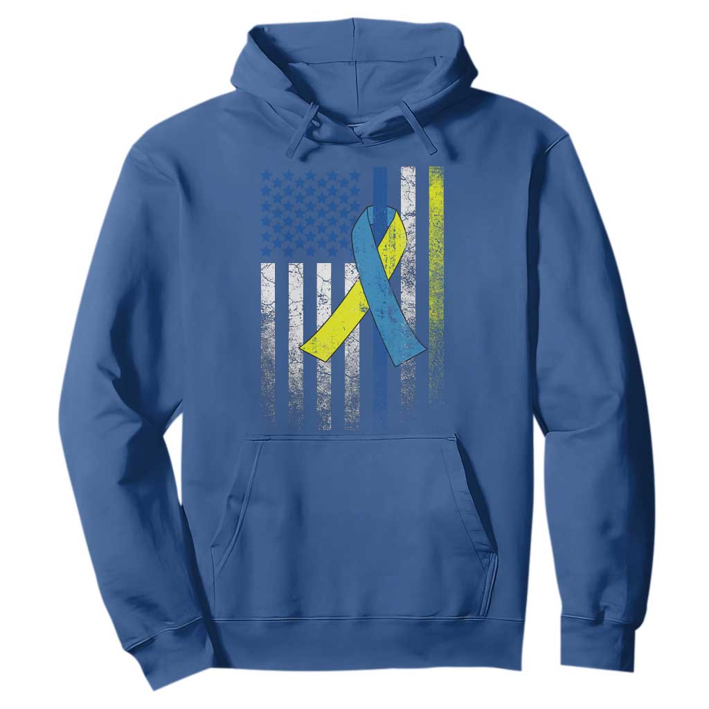 Down Syndrome Awareness Vintage American Flag Hoodie TS11 Royal Blue Print Your Wear
