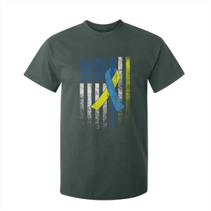Down Syndrome Awareness Vintage American Flag T Shirt For Kid TS11 Dark Forest Green Print Your Wear