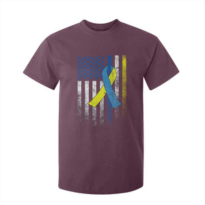 Down Syndrome Awareness Vintage American Flag T Shirt For Kid TS11 Maroon Print Your Wear