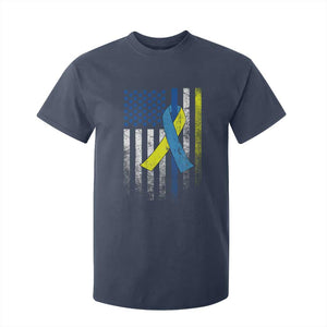 Down Syndrome Awareness Vintage American Flag T Shirt For Kid TS11 Navy Print Your Wear