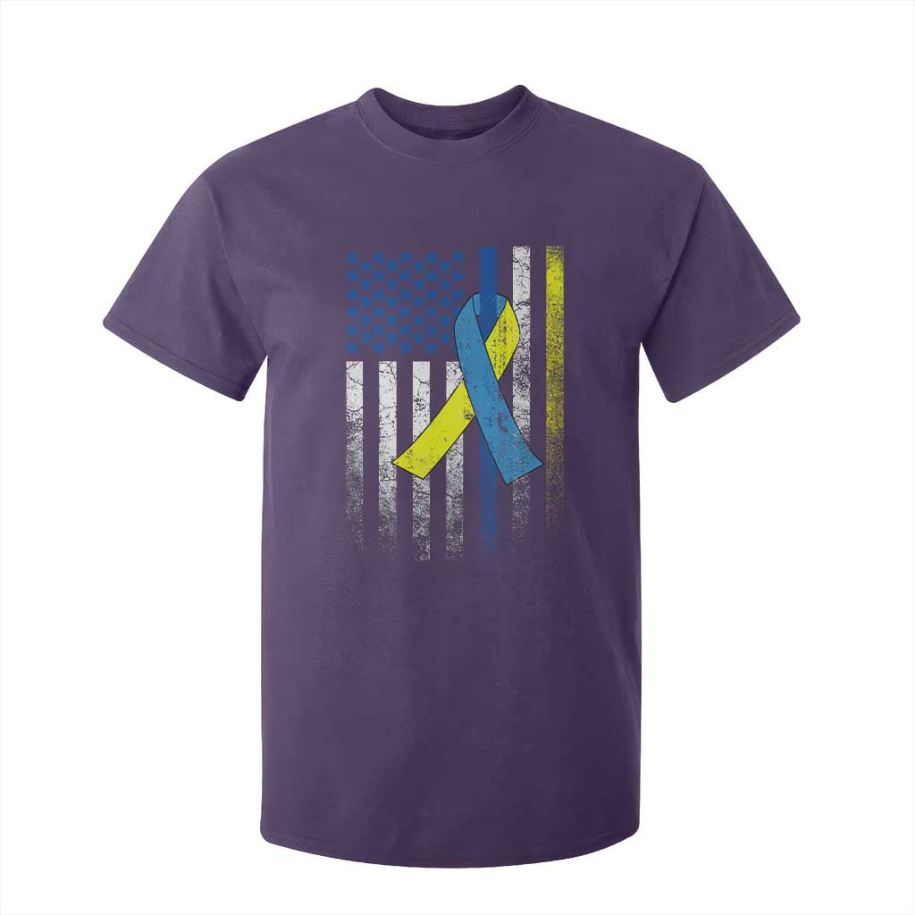 Down Syndrome Awareness Vintage American Flag T Shirt For Kid TS11 Purple Print Your Wear