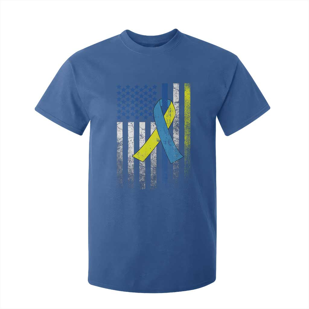Down Syndrome Awareness Vintage American Flag T Shirt For Kid TS11 Royal Blue Print Your Wear