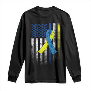 Down Syndrome Awareness Vintage American Flag Long Sleeve Shirt TS11 Black Print Your Wear