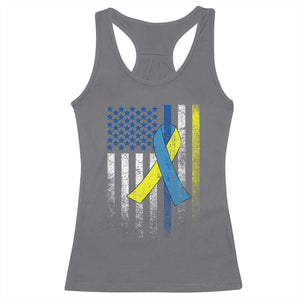 Down Syndrome Awareness Vintage American Flag Racerback Tank Top TS11 Charcoal Print Your Wear