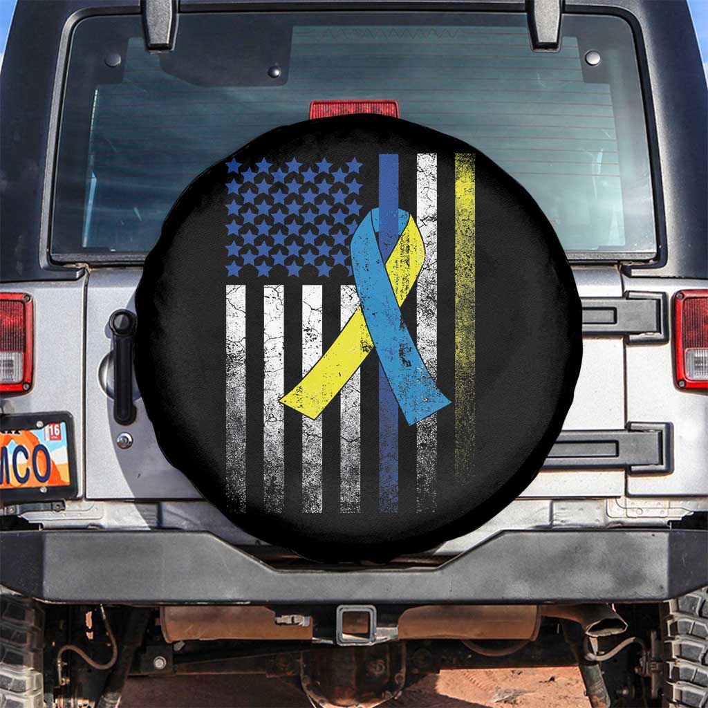 Down Syndrome Awareness Vintage American Flag Spare Tire Cover TS11 No hole Black Print Your Wear