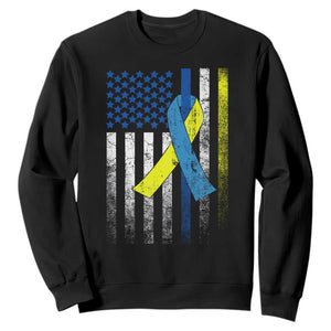 Down Syndrome Awareness Vintage American Flag Sweatshirt TS11 Black Print Your Wear