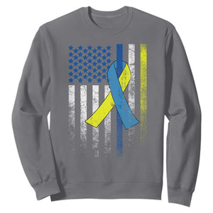 Down Syndrome Awareness Vintage American Flag Sweatshirt TS11 Charcoal Print Your Wear