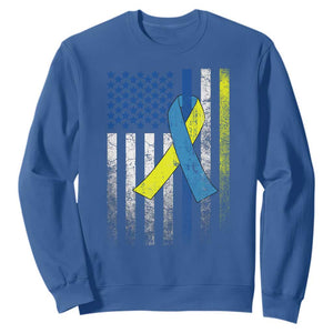 Down Syndrome Awareness Vintage American Flag Sweatshirt TS11 Royal Blue Print Your Wear