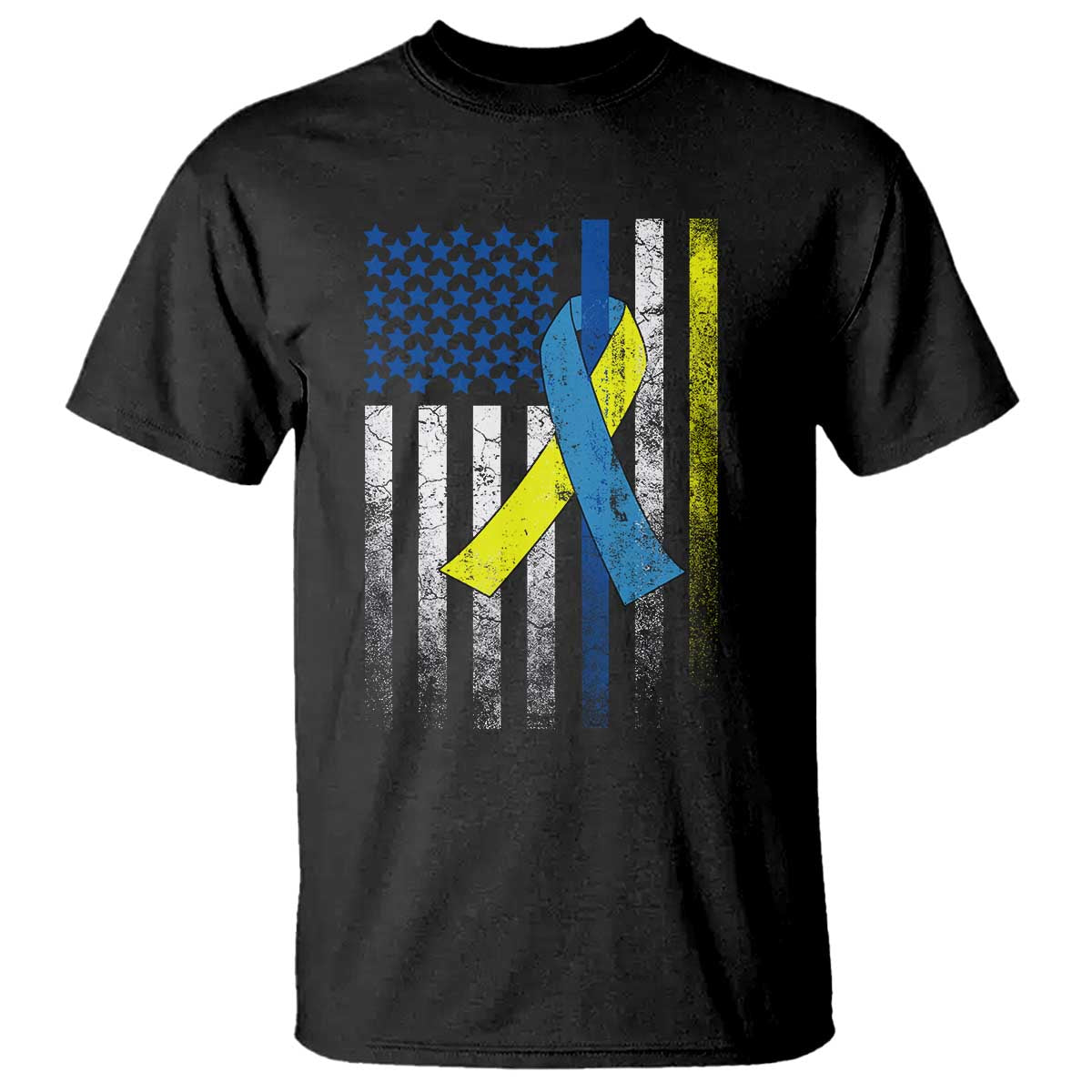 Down Syndrome Awareness Vintage American Flag T Shirt TS11 Black Print Your Wear