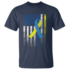 Down Syndrome Awareness Vintage American Flag T Shirt TS11 Navy Print Your Wear