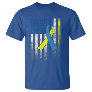 Down Syndrome Awareness Vintage American Flag T Shirt TS11 Royal Blue Print Your Wear
