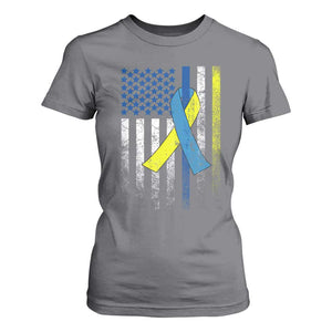Down Syndrome Awareness Vintage American Flag T Shirt For Women TS11 Charcoal Print Your Wear