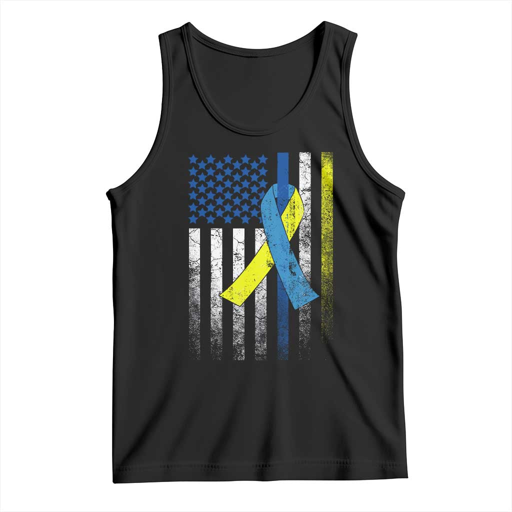 Down Syndrome Awareness Vintage American Flag Tank Top TS11 Black Print Your Wear
