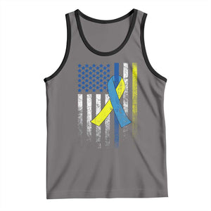 Down Syndrome Awareness Vintage American Flag Tank Top TS11 Deep Heather Black Print Your Wear
