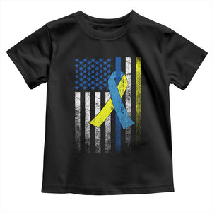 Down Syndrome Awareness Vintage American Flag Toddler T Shirt TS11 Black Print Your Wear