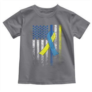Down Syndrome Awareness Vintage American Flag Toddler T Shirt TS11 Charcoal Print Your Wear