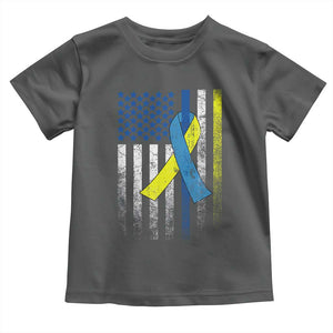 Down Syndrome Awareness Vintage American Flag Toddler T Shirt TS11 Dark Heather Print Your Wear