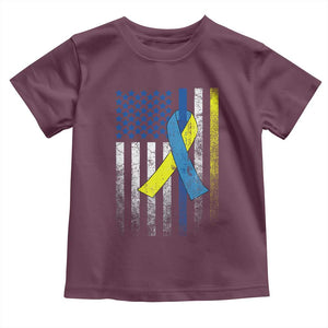 Down Syndrome Awareness Vintage American Flag Toddler T Shirt TS11 Maroon Print Your Wear