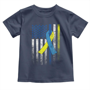 Down Syndrome Awareness Vintage American Flag Toddler T Shirt TS11 Navy Print Your Wear