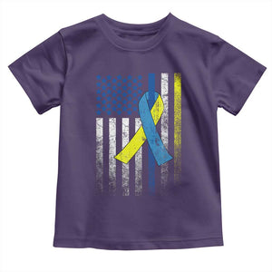 Down Syndrome Awareness Vintage American Flag Toddler T Shirt TS11 Purple Print Your Wear