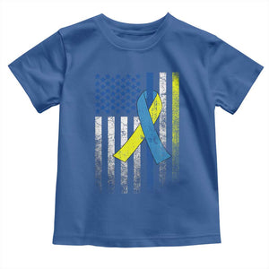 Down Syndrome Awareness Vintage American Flag Toddler T Shirt TS11 Royal Blue Print Your Wear