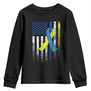 Down Syndrome Awareness Vintage American Flag Youth Sweatshirt TS11 Black Print Your Wear