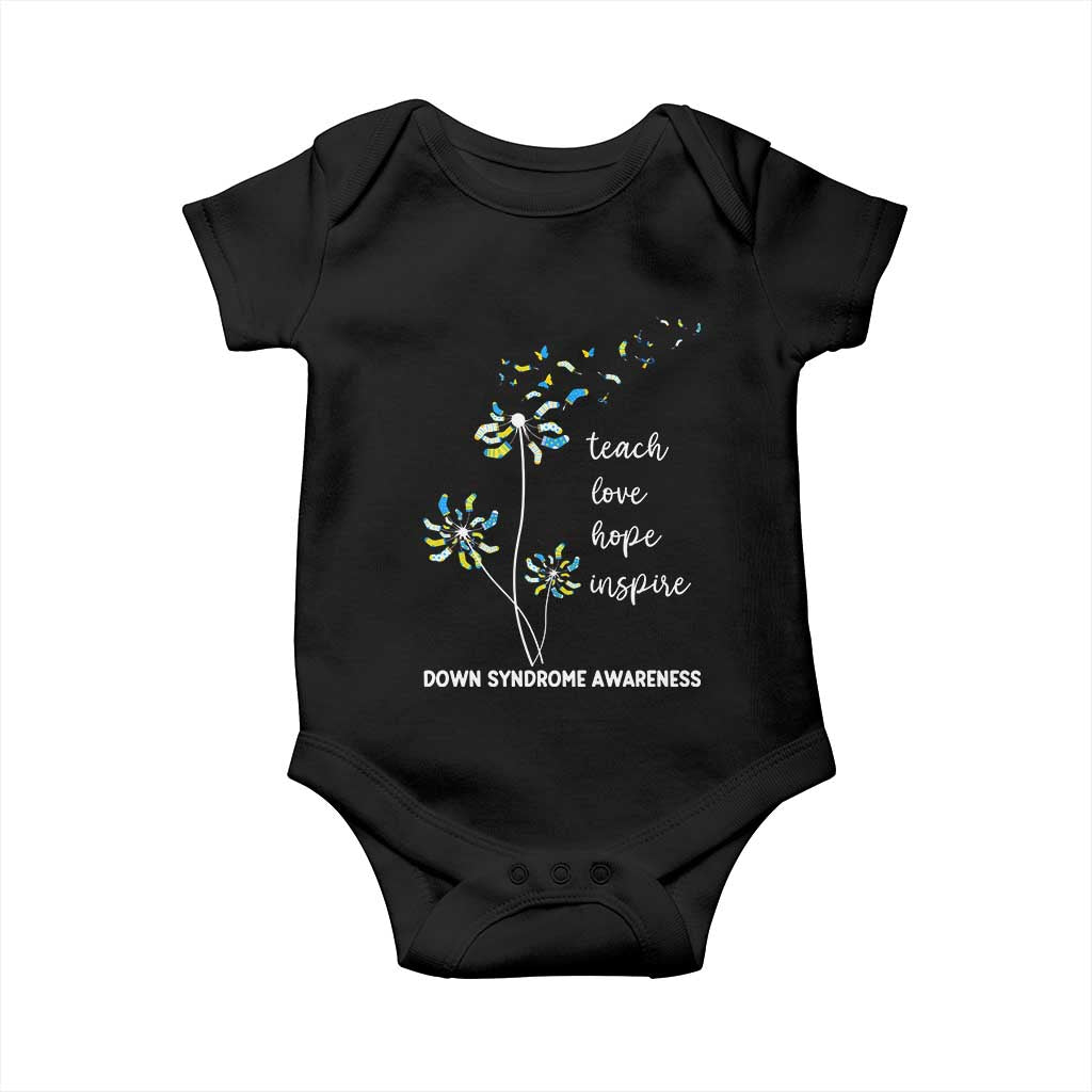 Down Syndrome Awareness Baby Onesie Teach Love Hope Inspire Socks Dandelion TS11 Black Print Your Wear