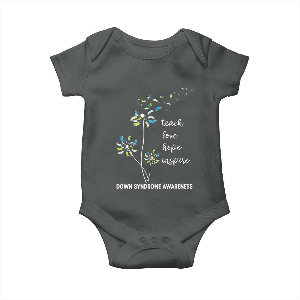 Down Syndrome Awareness Baby Onesie Teach Love Hope Inspire Socks Dandelion TS11 Dark Heather Print Your Wear