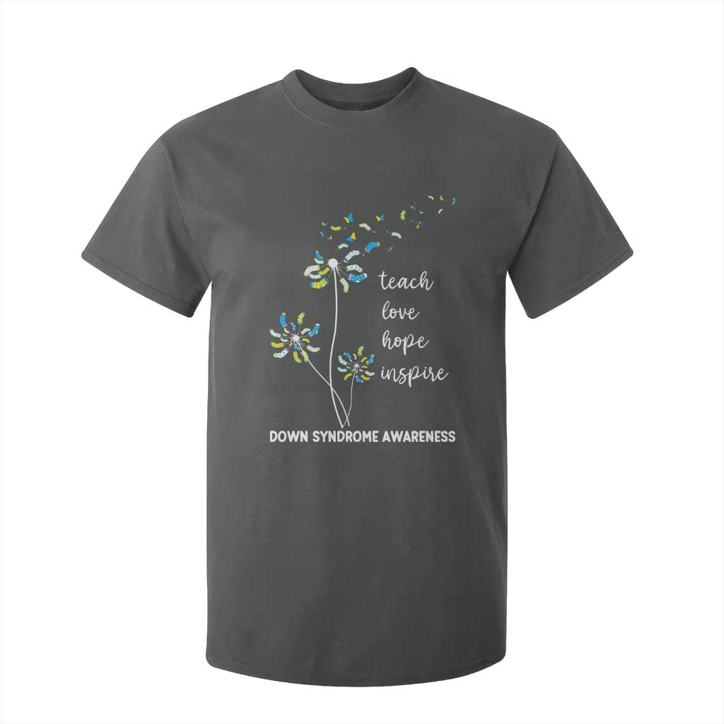 Down Syndrome Awareness T Shirt For Kid Teach Love Hope Inspire Socks Dandelion TS11 Dark Heather Print Your Wear