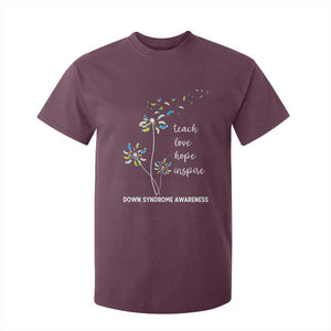 Down Syndrome Awareness T Shirt For Kid Teach Love Hope Inspire Socks Dandelion TS11 Maroon Print Your Wear