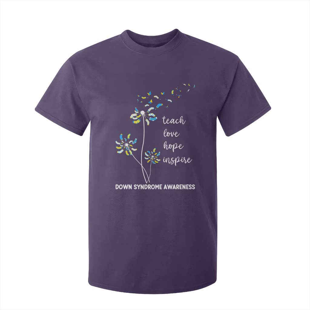 Down Syndrome Awareness T Shirt For Kid Teach Love Hope Inspire Socks Dandelion TS11 Purple Print Your Wear