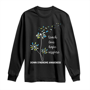 Down Syndrome Awareness Long Sleeve Shirt Teach Love Hope Inspire Socks Dandelion TS11 Black Print Your Wear