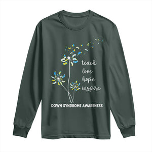 Down Syndrome Awareness Long Sleeve Shirt Teach Love Hope Inspire Socks Dandelion TS11 Dark Forest Green Print Your Wear