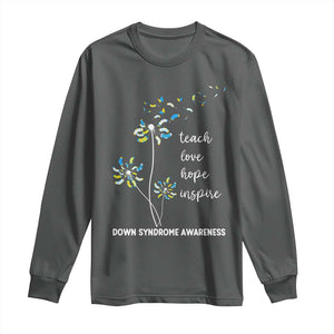 Down Syndrome Awareness Long Sleeve Shirt Teach Love Hope Inspire Socks Dandelion TS11 Dark Heather Print Your Wear