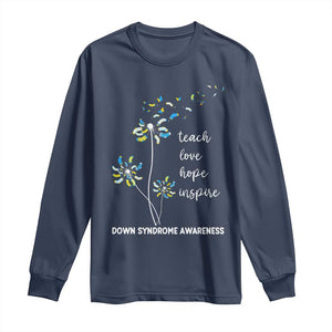 Down Syndrome Awareness Long Sleeve Shirt Teach Love Hope Inspire Socks Dandelion TS11 Navy Print Your Wear