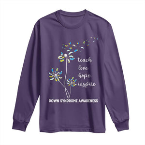 Down Syndrome Awareness Long Sleeve Shirt Teach Love Hope Inspire Socks Dandelion TS11 Purple Print Your Wear