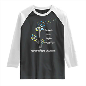 Down Syndrome Awareness Raglan Shirt Teach Love Hope Inspire Socks Dandelion TS11 Black White Print Your Wear