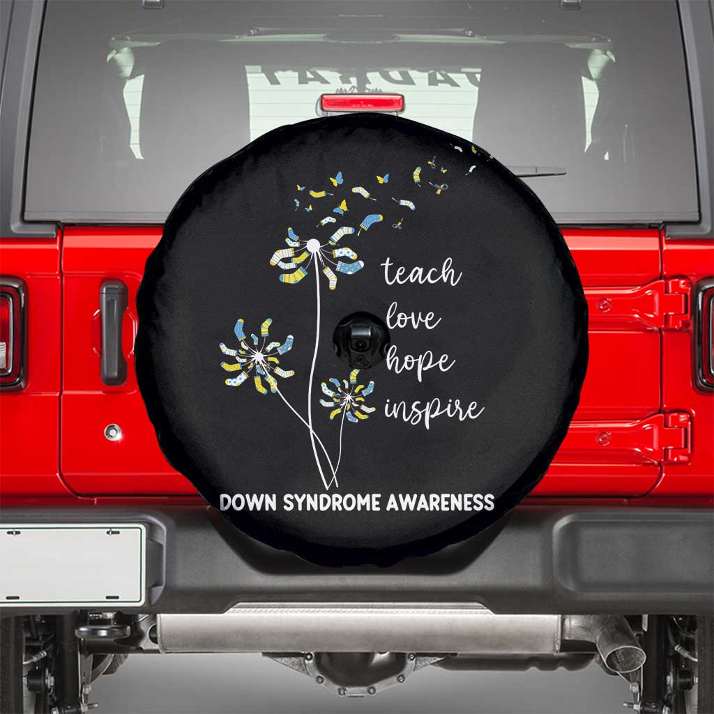Down Syndrome Awareness Spare Tire Cover Teach Love Hope Inspire Socks Dandelion TS11 Black Print Your Wear