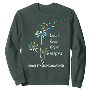 Down Syndrome Awareness Sweatshirt Teach Love Hope Inspire Socks Dandelion TS11 Dark Forest Green Print Your Wear
