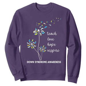 Down Syndrome Awareness Sweatshirt Teach Love Hope Inspire Socks Dandelion TS11 Purple Print Your Wear