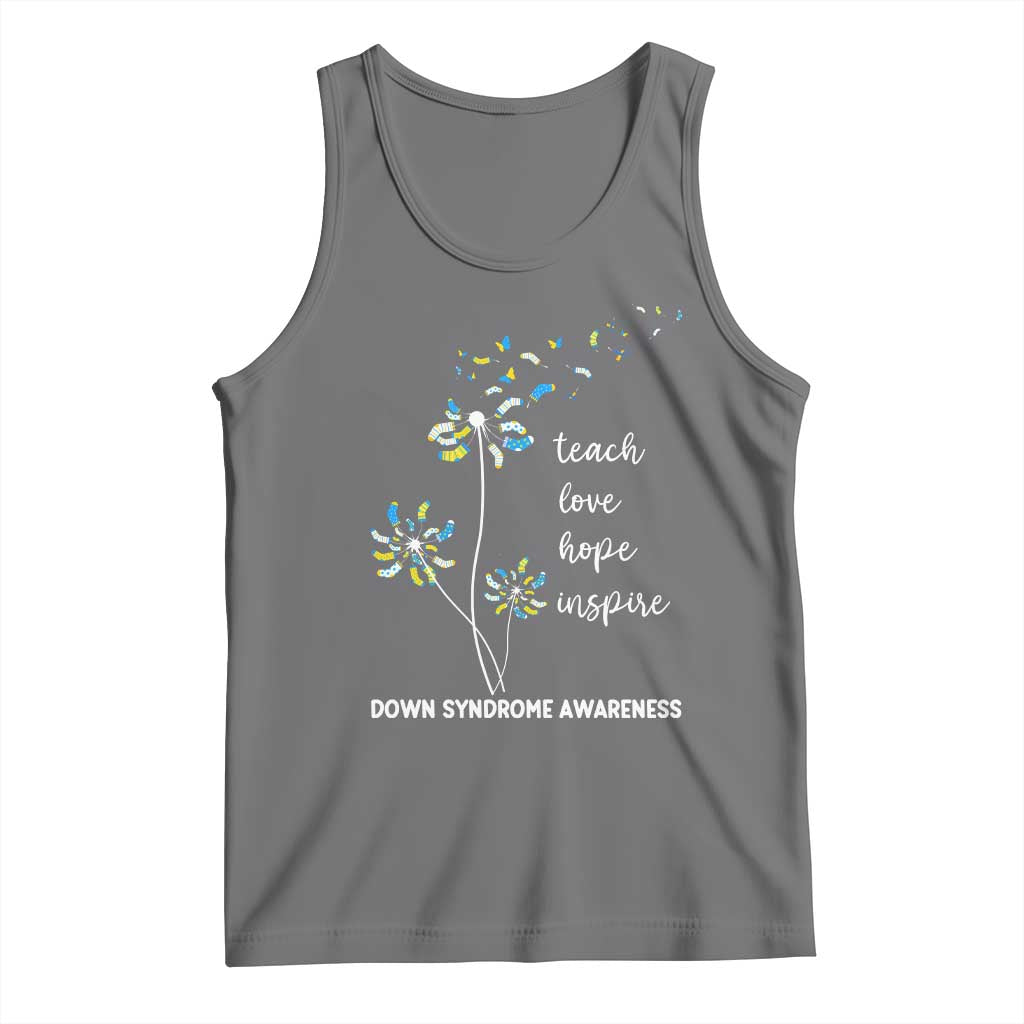Down Syndrome Awareness Tank Top Teach Love Hope Inspire Socks Dandelion TS11 Black Heather Print Your Wear