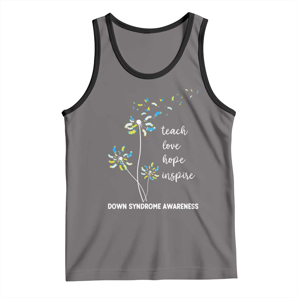 Down Syndrome Awareness Tank Top Teach Love Hope Inspire Socks Dandelion TS11 Deep Heather Black Print Your Wear