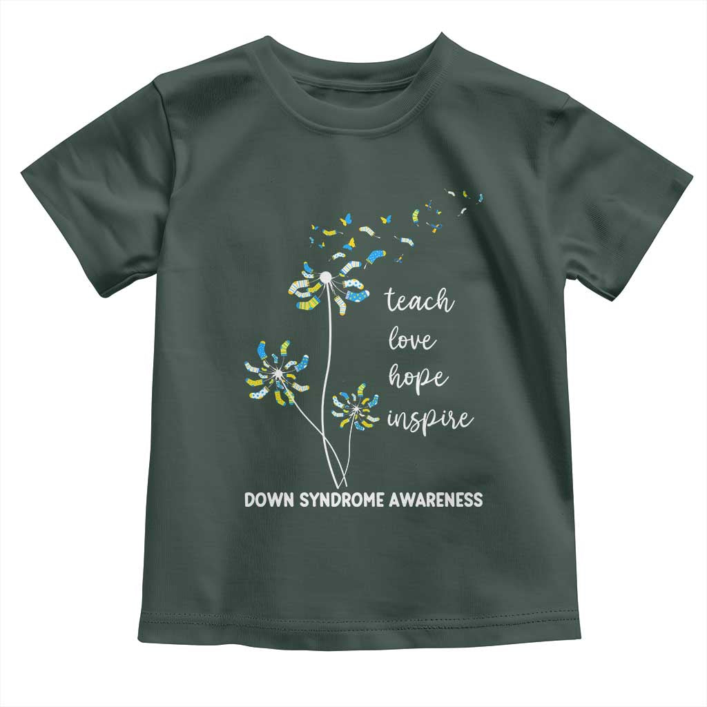 Down Syndrome Awareness Toddler T Shirt Teach Love Hope Inspire Socks Dandelion TS11 Dark Forest Green Print Your Wear