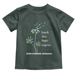Down Syndrome Awareness Toddler T Shirt Teach Love Hope Inspire Socks Dandelion TS11 Dark Forest Green Print Your Wear