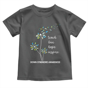 Down Syndrome Awareness Toddler T Shirt Teach Love Hope Inspire Socks Dandelion TS11 Dark Heather Print Your Wear