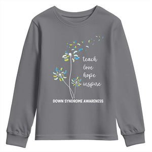 Down Syndrome Awareness Youth Sweatshirt Teach Love Hope Inspire Socks Dandelion TS11 Charcoal Print Your Wear