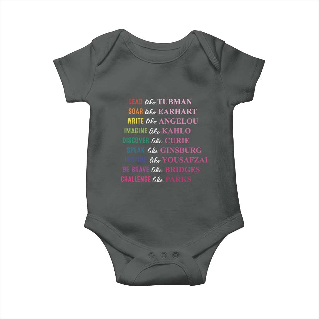National Women's History Month Baby Onesie Lead Like Tubman Challenge Like Parks TS11 Dark Heather Print Your Wear