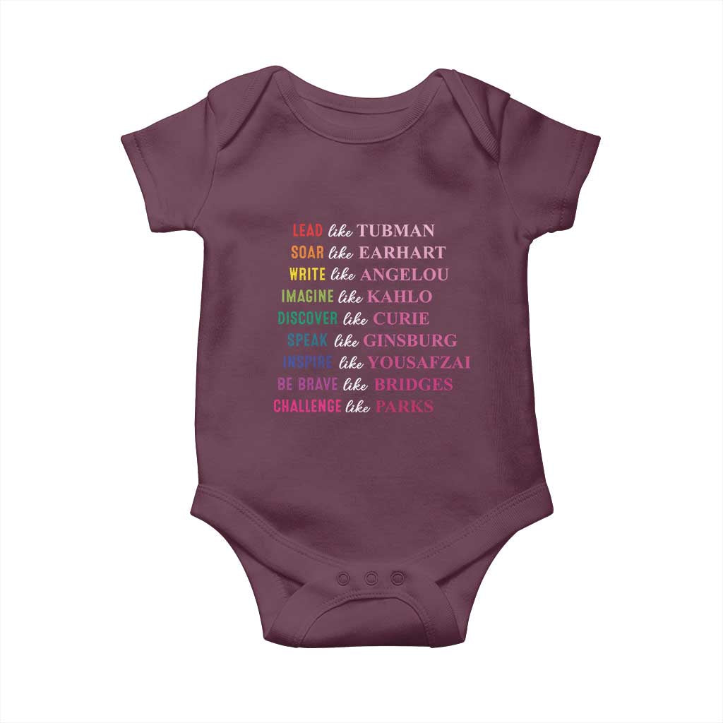 National Women's History Month Baby Onesie Lead Like Tubman Challenge Like Parks TS11 Maroon Print Your Wear