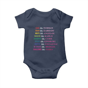 National Women's History Month Baby Onesie Lead Like Tubman Challenge Like Parks TS11 Navy Print Your Wear