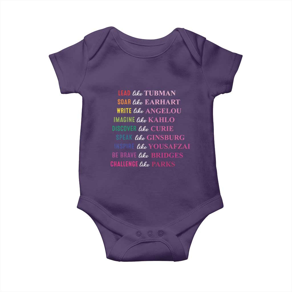 National Women's History Month Baby Onesie Lead Like Tubman Challenge Like Parks TS11 Purple Print Your Wear